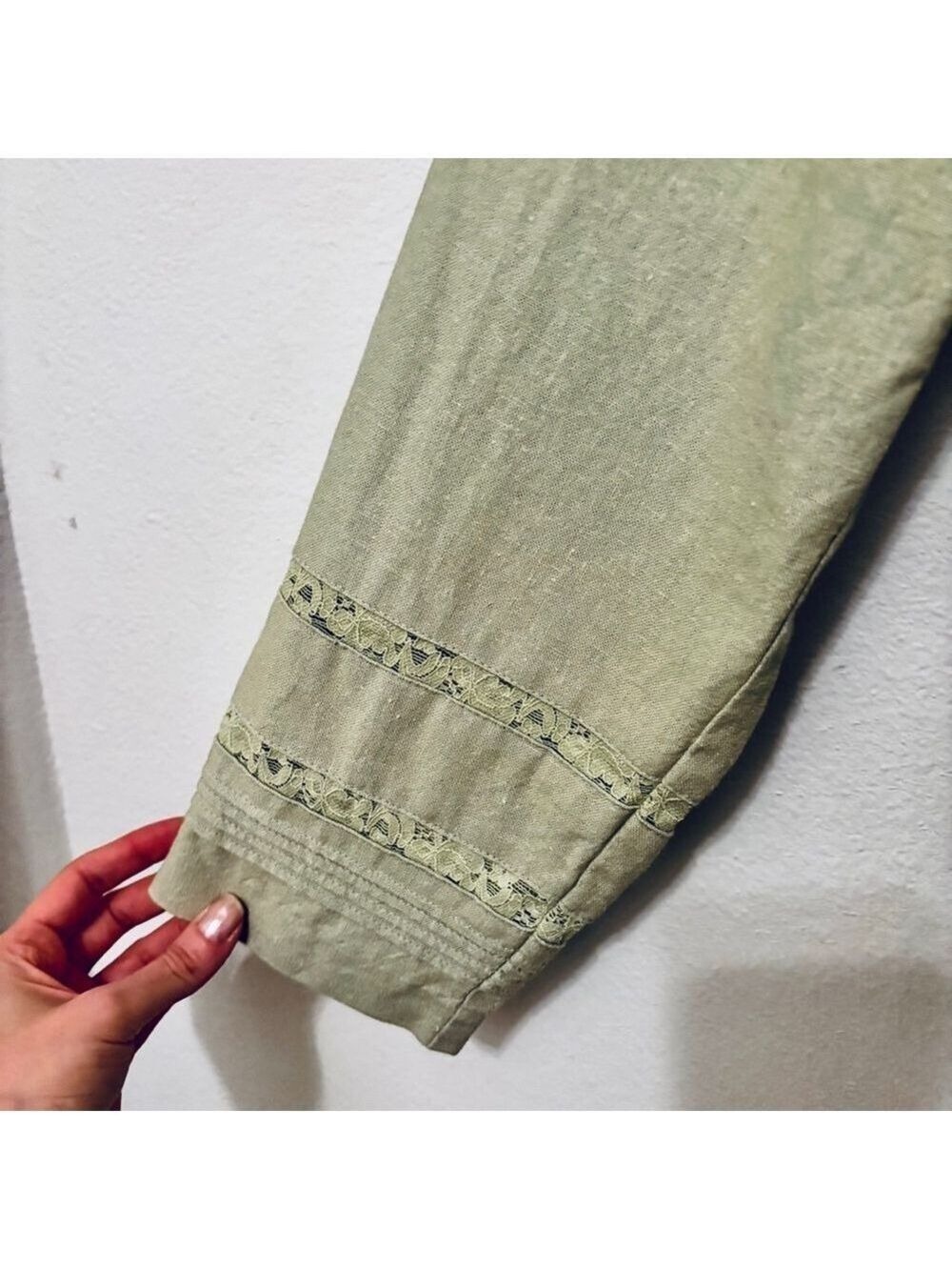 Norton Vintage Light Green Petite Button Down Jacket - Picture 9 of 11